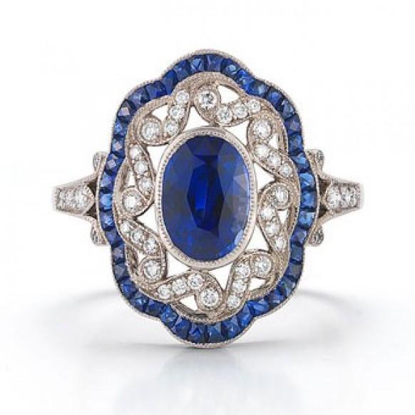 wedding photo - Luxe Sapphire Diamond Ring