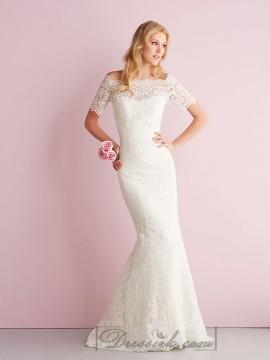 Wedding - Elegant Off-the-shoulder Short Sleeves Mermaid Lace Wedding Dresses