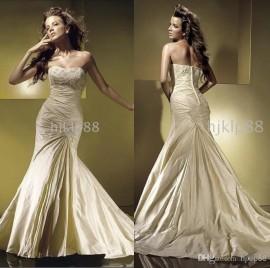Wedding - Best-selling 2014 Unique Design Glamorous New Applique Beaded Mermaid Wedding Dresses Pleated Ruffles Covered Button Bridal Gowns All Size Online with $102.1/Piece on Hjklp88's Store 