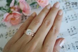 Wedding - 1.25 Carat Halo Wedding Set -  Vintage Inspired Bridal Rings