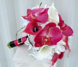 Wedding - Brides bouquet Calla lily orchid Wedding bouquet white pink real touch Bridal bouquet