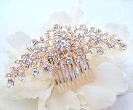 Wedding - Rose gold bridal hair comb, Wedding hair comb, Rose gold headpiece, Veil comb, Bridal hair accessory