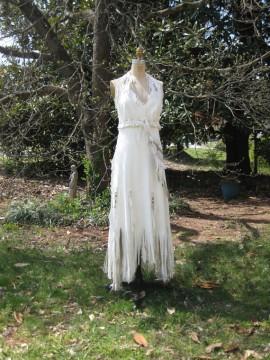 Wedding - White Leather Wedding Dress Native American Inspired Sample Sale