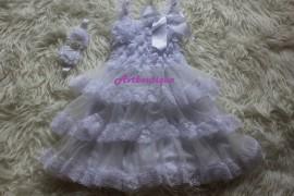 Wedding - Set of 2pcs - Baby girl dress - white dress  for girl - flower girl dress - lace dress - baby lothe -  girl clothe - girl wedding dress