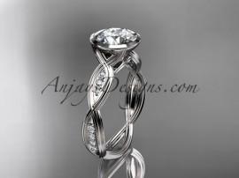 Wedding - 14k white gold diamond wedding ring,engagement ring with "Forever Brilliant" Moissanite center stone ADLR24