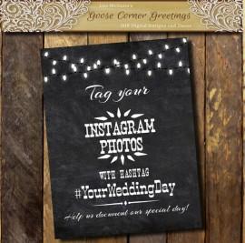 Wedding - Printable Rustic Chalkboard Hashtag sign, Instagram Wedding sign.Wedding Hashtag sign, Rustic Wedding sign, Social Media Wedding sign
