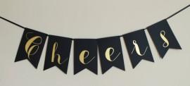 Wedding - Cheers banner - Gold and black-Large Banner