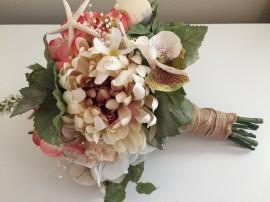 Wedding - Beach Wedding Bouquet, Shell Bouquet, Coral and Blush Pink Bouquet