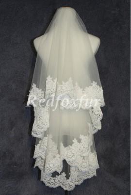 Wedding - 1 tier Bridal Veil Lace veil White or ivory Chapel veil Alencon lace veil 1.5m length Wedding dress veil Wedding Accessories No comb
