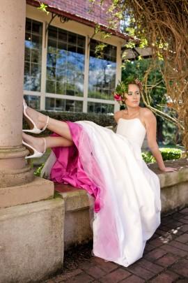 Wedding - Pink Wedding Dress Two Piece, Silk Taffeta, BLOSSOM, Crop Top or Full Corset with Skirt, Alternative, Other Colors