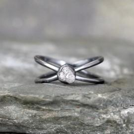 Wedding - Raw Diamond Infinity Ring - Ready to Ship Size 7 - Limited Edition Engagement Rings - Sterling Silver - Rough Uncut Diamonds -Made in Canada