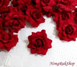 Wedding - 24 Red Roses Artificial Silk Flower Heads for Wedding , Bridal Hair Clip, Bag, Shue Decorate