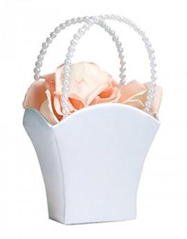 Wedding - White Flower Basket Flower Girl Basket