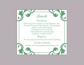 Wedding - DIY Wedding Details Card Template Editable Word File Download Printable Details Card Mint Green Details Card Elegant Information Cards
