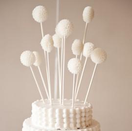 Wedding - Ivory Organza Wedding Cake Toppers - 6 pcs