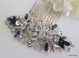 Wedding - Something Blue,Hair Comb Wedding,Blue Hair Comb,Rhinestone Hair Comb,Something Blue Hair Comb,Blue Hair Comb,Blue Bridal Hair Comb,ROSELANI