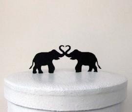 Wedding - Wedding Cake Topper - Two Elephants, Elephant Wedding Cake topper