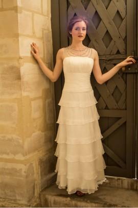 Wedding - Simple tiered wedding dress with ruffles/ Vintage 1920s wedding dress/ Great Gatsby/ Beaded flapper dress/ Robe de mariée Alesandra Paris