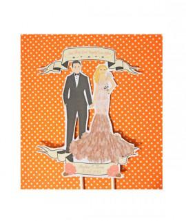 Wedding - Wedding cake topper-Bride and Groom Modern Vintage