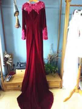 Wedding - Aliexpress.com : Buy Burgundy Full Sleeves Mermaid Evening Dress with Beading Formal Occasion Gown from Reliable evening shoes with rhinestones suppliers on Gama Wedding Dress