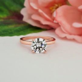 Wedding - 1.5 ct Engagement Ring, 4 Prong Solitaire Ring, Man Made Diamond Simulant, Wedding Ring, Promise Ring, Sterling Silver, Rose Gold Plated