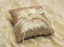 Wedding - Sequin Wedding Ring Pillow, ROSE GOLD Wedding Ring Bearer Pillow,  Sequin Wedding Decor,Gold and Silver Ring Bearer Pillow-pw005