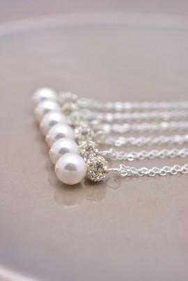 Wedding - Pearl And Rhinestone Necklace