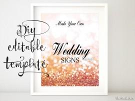 Wedding - 8x10" - DIY Printable sign TEMPLATE for Word. Make your own rose gold wedding signs, bridal shower signs party signs. gp262 Olivia