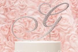 Wedding - A-Z Initial Silver METAL Wedding G Cake Toppers, Fine Set-In Rhinestones in any letter A B C D E F G H I J K L M N O P Q R S T U V W X Y Z