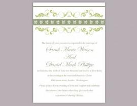 Wedding - Wedding Invitation Template Download Printable Wedding Invitation Editable Invitation Green Invitation Elegant Floral Wedding Invitation DIY - $6.90 USD