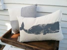 Wedding - Whale Pillow - nautical pillow, nautical decor, whale decor, sperm whale, Nantucket whale