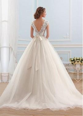 Wedding - [127.99] Junoesque Tulle Bateau Neckline Ball Gown Wedding Dress  - Dressilyme.com