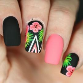 Wedding - Hibiscus And Palm Tree Nails