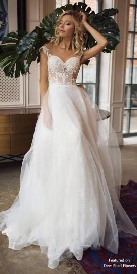Wedding - Donatella - Off Shoulder Illusion Lace Back Wedding Dress