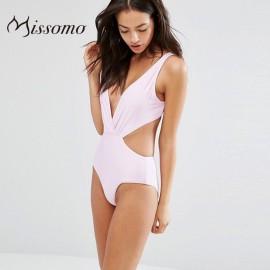 Wedding - Vogue Sexy Open Back Slimming Low Cut One Color Beach Tie Swimsuit - Bonny YZOZO Boutique Store