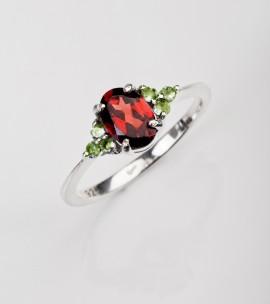 Wedding - Dainty red garnet gemstone ring in silver, January birthstone rings for women, green peridot, tiny minimal boho jewelry Valentine's day gift