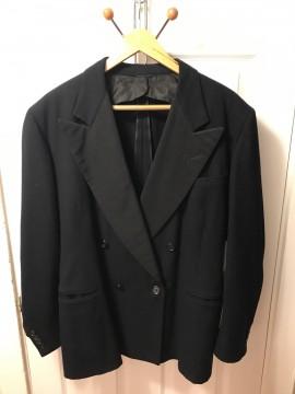Wedding - Vintage Saks Fifth Avenue double breasted broad lapel dark navy blue tux-style wool sport coat