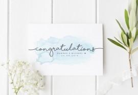 Wedding - Personalized Wedding Card, Newly Married Couple Greeting Card, Watercolour Congratulations Wedding Card, Personalised Wedding, Happy Couple