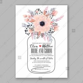 Wedding - Anemone wedding invitation card printable vector template birthday card