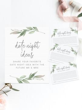 Wedding - Date night advice game card INSTANT DOWNLOAD, Bridal shower, Hens night, Bachelorette, Brunch, Games, Words of advice, date ideas