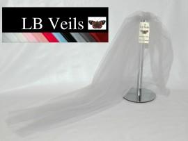 Wedding - Designer Silver Grey Plain Wedding Veil  1 Single Tier Raw Edge Any Length or Colour LBV162 LB Veils UK