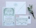 Aurora + William’s Art Deco Screen Printed Wedding Invitations