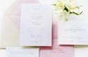 Christine + Joseph’s Classic Pink and Gold Engraved Wedding Invitations
