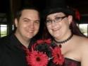 Jess & Alex's red and black goth geek wedding