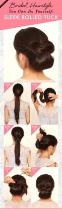 Bridal Hairstyle You Can Do On Yourself: Sleek Rolled Tuck