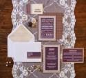 Knots and Kisses Wedding Stationery: English Eccentrics Wedding Stationery - Purple, Tweed & Lace