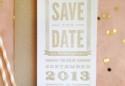 Annie + Nate's DIY Gold Rubber Stamp Save the Dates