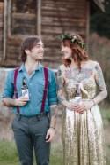 Horses, a Gold Wedding Dress and a Stunning Tattooed Bride: Ginny & Jack