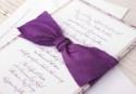 Tori + Dan's Purple Woodland Fabric Wedding Invitations