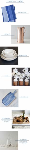 Copper and Indigo Dinner Party Inspiration